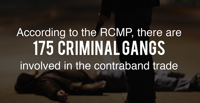 According to the RCMP, there are 175 criminal gangs involved in the contraband trade.